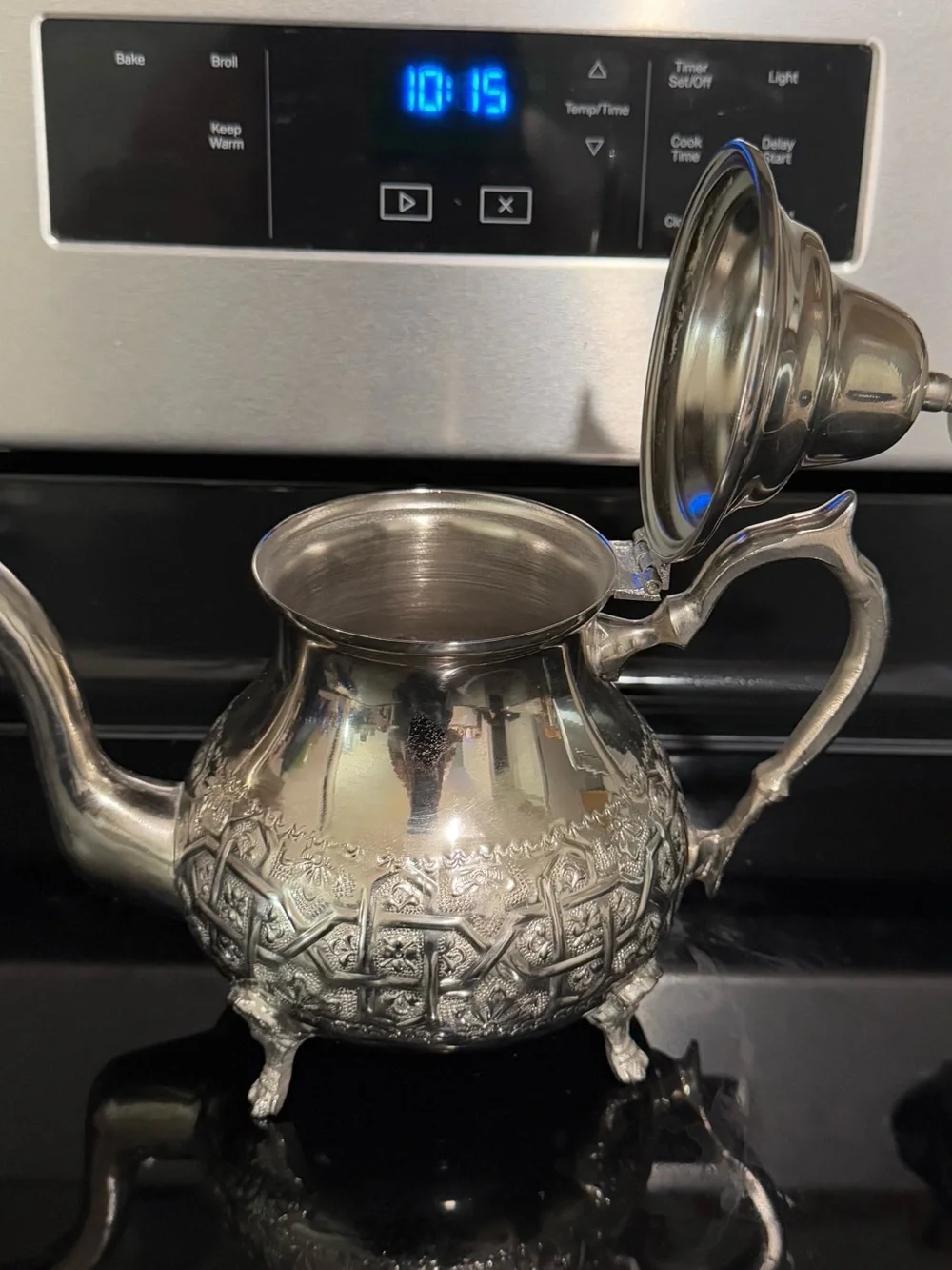 Vintage Moroccan Teapot Hand Engraved Tea Pot Mint Tea Decor Rare Carved Antique